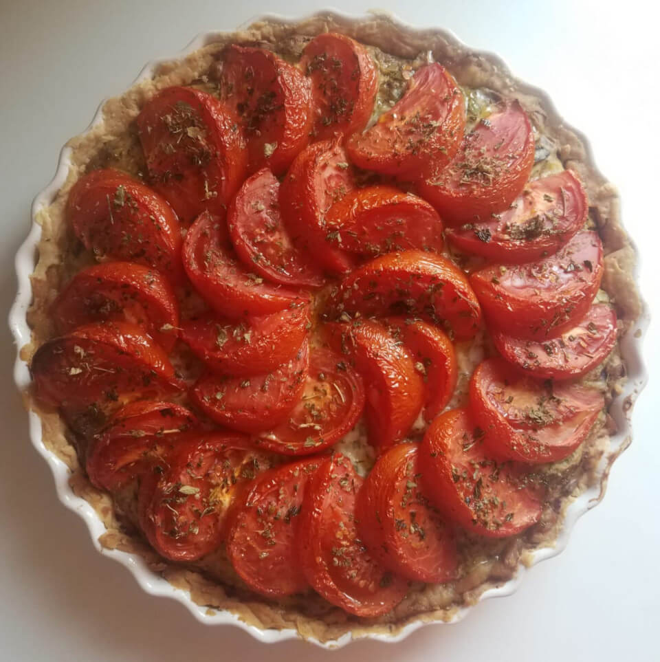 Leek and dill tart just out of the oven.